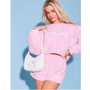 Hello Kitty x Forever 21 Pink Fleece Fuzzy Sweatshirt Large